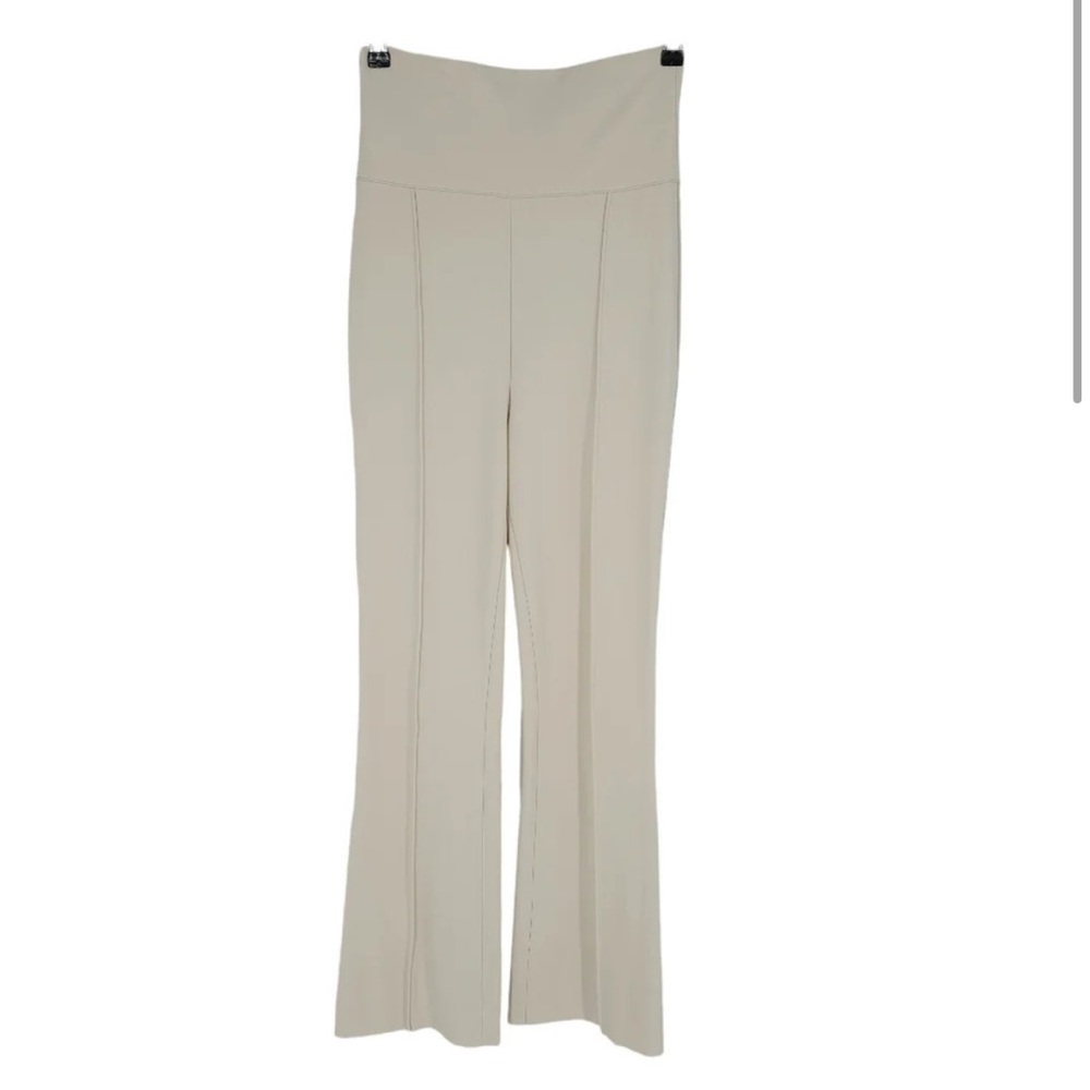 MM LAFLEUR Shiloh Cropped Flare Pant Cream High Rise Stretch Ponte Knit